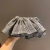 Coreia do Sul Dongdaemun Saia Pied-de-poule Pinça para Mulheres Estilo Francês Elegante Estilo Hepburn Design Grande Cabeça Traseira Top