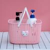 Cesta de Baño Tejida a Mano de Mimbre Sintético Cesta para Artículos de Tocador Caja de Almacenamiento para Baño Plástico de Almacenamiento para Dormitorio