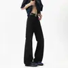 Jeans boca de sino azul glaciar leve de verão, calças de corte reto, calças slim-fit curvas da alta rua americana