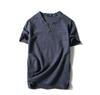 Homem gordo Plus tamanho grande homens linho top solto estilo V-neck linho de manga curta T-Shirt para homem gordo