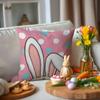Funda de almohada de Pascua con borde cruzado, con letras de colores y estampado de lino, para decoración navideña, funda de cojín para sofá o casa.