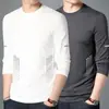 Camiseta informal de manga larga con cuello redondo, color liso, versátil, para hombre, otoño 2026, corte holgado, top moderno