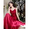 Foto Real de Vestido Rojo Vintage Estilo Francés Primavera/Verano 2026 Vestido Largo de Boda Vestido Formal Viaje Vacaciones Compromiso Vestido Rojo