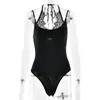 Amazon Transfronterizo Camisola de Encaje con Escote Bajo para Mujer Estilo Chica Sexy y Atrevida Body Ajustado sin Espalda