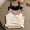 Chaleco Espeso Forrado de Lana para Mujer Otoño e Invierno Ajustado Ceñido Ropa Interior de Capa Base sin Mangas Doble Capa Tirantes Chaleco Interior Cálido