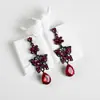 Pendientes Amazon transfronterizos, extragrandes, electrochapados, elegantes, de estilo largo, con un toque de alta gama, adornados con borlas y pedrería negra
