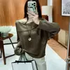 Nuevo Suéter de Punto Coreano Versátil de Manga Larga Off-Shoulder Adelgazante Holgado para Mujer, Otoño/Invierno 2026, Top Casual, Negro, Delgado