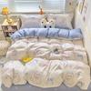 Conjunto de Quatro Peças de Algodão Puro Escovado Grau A Materno e Infantil, Capa de Edredom, Lençol de Cama, Conjunto de Três Peças Espessado para Dormitório de Estudante, Conjunto de Roupa de Cama para Quatro Estações