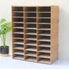 Estantería de escritorio de varios niveles con 30 compartimentos para papel A5, estantería para oficina y estudiantes, marco de madera, estante de almacenamiento de madera, caja de almacenamiento