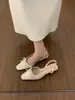 Sapatos Femininos Chuyuji Estilo Coreano-Francês com Laço e Salto Baixo 2026 Novo Design de Bico Redondo para Combinar com Saias em Estilo Suave