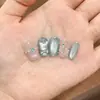 Conto Gelado Contas de Vidro Azul Brilhante Olho de Gato Clareador Strass Laço Frio Fofo Arte de Unha Feita à Mão