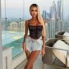 Wq25024 Top de Tirantes Recortado Estampado Estilo Europeo y Americano para Mujer 2025 Primavera Nuevo Sexy Top Tubo Transparente