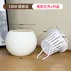 Maceta de plástico imitación piedra tamaño grande para el hogar estilo lujo ligero de alta gama color crema sala de estar oficina planta verde grande forma de bola redonda