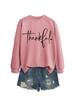 Estação Independente Amazon Wish Confortável e Versátil Elegante Feminina Thnk Ful Coração Simples Cruzado Outono e Inverno Moletom