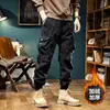 Calças Cargo Laváveis Outono Inverno Calças Casuais Retrô Calças Longas Espessas Quentes Versátil Tendência Resistente ao Desgaste Calças Jogger Cargo