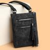 2025 Nuevo Bolso con Flecos para Mujer PU Suave Bandolera de un Solo Hombro Estilo Coreano a la Moda Cremallera Vertical Bolso Pequeño para Monedas
