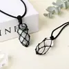 Colgante Prismático Hexagonal de Cuarzo Rosa Blanco Natural para Hombres Mujeres Parejas Colgante de Collar de Piedra Cruda Adorno Joyería Regalo Venta al por Mayor