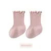 Calcetines para Bebé Calcetas Infantiles Clase A Sin Costuras Puño Suelto Calcetines de Algodón para Recién Nacido Calcetines para Niños con Borde Fruncido Calcetines para Niñas