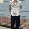 Camisa a cuadros de manga larga versátil gris verdoso estilo americano para hombre, chaqueta camisa a cuadros casual holgada de corte limpio, sin planchado