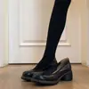 Zapatos Mary Jane de Tacón Grueso Estilo Retro Francés Estilo Hepburn para Mujer, Modelo Nuevo 26, Punta Redonda, Plataforma Impermeable, Zapatos de Salón Elegantes de Boca Baja para el Trabajo