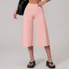Verão Europeu e Americano Nova Roupa de Yoga Calças de Comprimento Médio Controle de Barriga Feminino Cintura Alta Emagrecimento Secagem Rápida Solta Fitness Esportiva Calças de Comprimento Médio