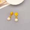 925 agulha de prata europeu e americano clássico retro elegante Mabei brincos de pingente de pérola latão galvanizado brincos de ouro real 18K