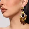Pendientes de Plata con Colgante de Gota de Diamante Estilo Vintage de Lujo Ligero Pendientes de Botón Moda de Nicho Pendientes de Gama Alta Venta al por Mayor