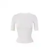 Cintura ajustada, mangas tres cuartos, cuello redondo, camiseta tipo sirena, casual, cómoda, a la moda, camisa base versátil, se puede imprimir o bordar