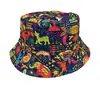 Sombrero de Pescador Estampado Transfronterizo, Reversible, Unisex, Sombrero Versátil con Protección Solar para Actividades al Aire Libre, Sombrero de Cubo Retro con Graffiti
