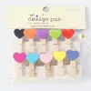 Pinza Pequeña de Madera Pinza de Madera Pinza Infantil Pinza para Notas Pinza para Fotos Uso Diario en el Hogar/3.5*0.7/Corazón de Colores