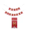 Bandeira de Puxar de Aniversário com Estampagem Dourada Glitterada Bandeira Cauda de Peixe Suprimentos para Festa Banner Flor Feliz Tira para Pendurar Suprimentos de Decoração de Atmosfera