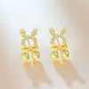 Aretes de Conejo Dorado, Modernos, Sencillos, Frescos, Tendencia, Diseño de Nicho, Gama Alta, Lujo Ligero, Aretes de Jade Natural