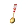 Colher e Garfo de Aço Inoxidável Transfronteiriços Fofos e Divertidos Papai Noel Árvore de Natal Colher Boneco Dourado de Silicone Utensílios de Mesa Caixa de Presente