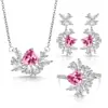 Popular influencer en línea transmisión en vivo superventas joyería de lujo ligero de alta gama con gemas de colores en forma de corazón juego de circonitas collar anillo pendientes accesorios