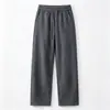 Pantalones de Otoño/Invierno Nuevos de Lana Lyocell de Cintura Alta Cálidos Adelgazantes Scimitar Versátiles de Pierna Recta Pierna Ancha de Caída para Mujer