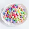 Acrílico Macarrón Color Sólido Brillante Agujero Recto Cuentas Redondas Cuentas Sueltas Pulseras Hechas a Mano DIY Cadena de Teléfono Móvil Accesorios de Joyería