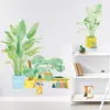 LD96001 planta verde tropical fresca hoja de tortuga maceta dormitorio sala de estar hogar decoración de pared pegatinas de pared autoadhesivas