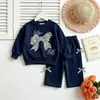 Conjunto para niña: Conjunto de Sudadera con Lazo para Primavera y Otoño, Estilo Dulce y Lindo, Estilo Salado Lindo Deportivo de Dos Piezas Ropa para Niños