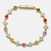Pulseira Super Brilhante Colorida de Zircônia Estrela de Quatro Pontas Colmeia Leve Luxo Exquisite Sensação de Alto Padrão Pulseira Moda Retrô Design de Nicho Joia de Mão