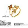 Conjunto de anéis de flor em aço inoxidável banhado a ouro 18k com diamantes coloridos, transfronteiriço, fresco e elegante, doce e delicado, único e simples