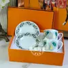 Suministro Directo de Fábrica H Marca Taza y Platillo de Café Juego de Porcelana Hueso Juego de Té de la Tarde Taza de Té Negro Taza y Platillo Doble de Lujo Ligero Regalo de Boda