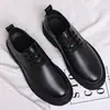 Sapatos de couro masculinos primavera plataforma britânica casual sapatos derby homens roupa formal casamento preto low- top botas martin 22717