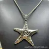 Colar de Estrela-do-Mar com Corrente de Caixa Nicho Retro Doce Legal Personalidade Garota Picante Pentagrama Liga Metálica Corrente Longa para Suéter Estilo Doce Legal