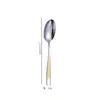 Conjunto de Talheres Ocidentais Star Diamond em Aço Inoxidável Banhado a Ouro - Faca, Garfo, Colher para Uso Doméstico e em Hotéis, Faca e Garfo para Steak de Restaurante