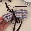 Grampo Banana de Laço Multicamadas Xadrez Estilo Academia para Mulheres, Presilha para Cabelo Meio Preso na Parte de Trás da Cabeça, Acessório de Cabelo de Tecido para Rabo de Cavalo
