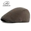 Gorro Grueso Cálido Forrado de Lana para Otoño e Invierno para Hombres, Boina de Pana, Gorra Retro Británica de Visera Adelantada, Gorra de Pintor de Pico de Pato para Mujeres
