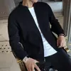 Suéter de punto para hombre de primavera y otoño, corte ajustado, casual, diseño de doble cremallera, chaqueta cárdigan de punto, estilo coreano, camisa de hombre, moda