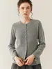 Suéter Nuevo de Cachemir Puro para Mujer Otoño e Invierno Grueso Cuello Redondo Cardigan Delgado Chaqueta Cálida Flores Bordadas a Mano Tejido Suave y Ceroso