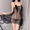 Night Girl sexy nova roupa íntima feminina saia de gaze corte vazio rosa selvagem camisola transparente camisola oca terno feminino de três pontos