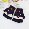 Guantes de Invierno para Niños Cálidos y Lindos de Zorro de Dibujos Animados de Media Dedos con Tapa Flip-Up de Doble Propósito para Niños y Niñas de 3 a 6 Años